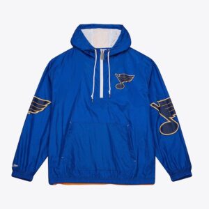 Anorak Mitchell & Ness Blue St. Louis Blues Team 2.0 Anorak Quarter-Zip Windbreaker Jacket Blue 1378722