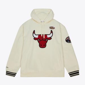 Mitchell & Ness Cream Chicago Bulls Retro Chainstitch Heavyweight Pullover Hoodie Cream 1501319