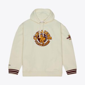 Mitchell & Ness Cream Cleveland Cavaliers Retro Chainstitch Heavyweight Pullover Hoodie Cream 1577129