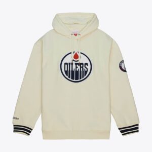 Mitchell & Ness Cream Edmonton Oilers Chainstitch Heavyweight Pullover Hoodie Cream 1378345