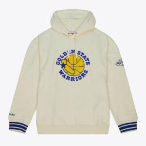 Mitchell & Ness Cream Golden State Warriors Retro Chainstitch Heavyweight Pullover Hoodie Black 1501398