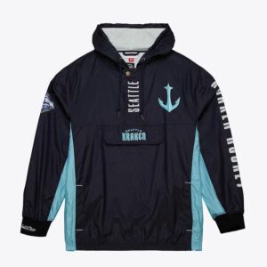 Mitchell & Ness Deep Sea Blue Seattle Kraken Team OG 2.0 Anorak Quarter-Zip Hoodie Windbreaker Jacket Dark blue 1378761