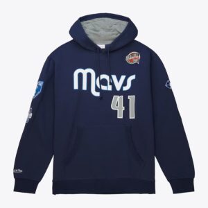 Mitchell & Ness Dirk Nowitzki Navy Dallas Mavericks 2023 Naismith Basketball Hall Of Fame Name & Number Pullover Hoodie Grey 1502820