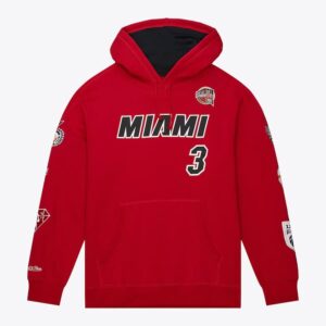 Mitchell & Ness Dwyane Wade Red Miami Heat 2023 Naismith Basketball Hall Of Fame Name & Number Pullover Hoodie Grey 1502834