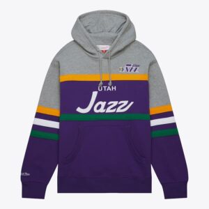 Mitchell & Ness Gray Utah Jazz Head Coach Pullover Hoodie Burgundy 1550863