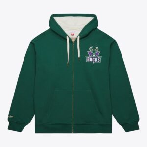 Mitchell & Ness Green Milwaukee Bucks Vintage Logo Playoff Win 2.0 Full-Zip Hoodie Green 1380222