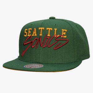 Baseball Cap Mitchell & Ness Green Seattle SuperSonics Hardwood Classics Team Tagged Snapback Hat Green 1589967