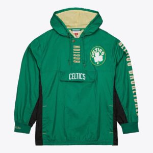 Anorak Mitchell & Ness Kelly Green Boston Celtics Team OG 2.0 Vintage Logo Anorak Quarter-Zip Hoodie Windbreaker Jacket Green 1588986