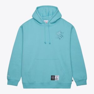 Mitchell & Ness Light Blue Seattle Kraken Tonal Logo Heavyweight Fleece Pullover Hoodie Turquoise 1377997