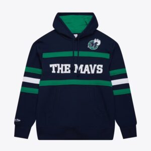 Mitchell & Ness Navy Dallas Mavericks Vintage Logo Head Coach Fleece Pullover Hoodie Cream 1379003