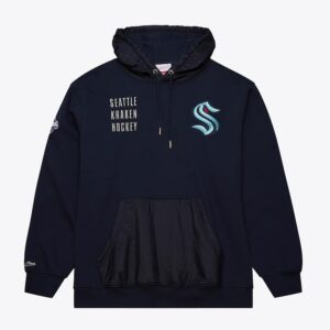 Mitchell & Ness Navy Seattle Kraken Polar Fleece Quarter-Zip Pullover Hoodie Blue 1377984