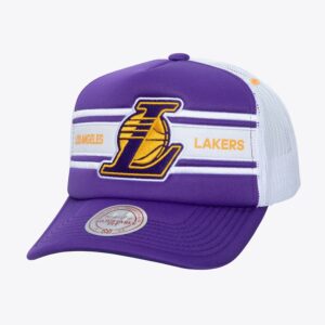 Mitchell & Ness Purple Los Angeles Lakers Sideline Trucker Snapback Hat Violet 1589944