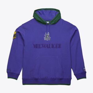 Mitchell & Ness Purple Milwaukee Bucks Team OG 3.0 Vintage Fleece Pullover Hoodie White 1500013