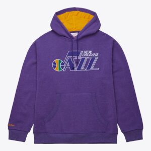 Mitchell & Ness Purple New Orleans Jazz Snow Washed Fleece Pullover Hoodie Violet 1550959