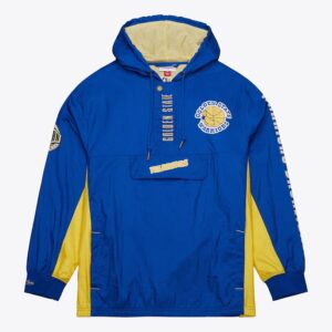 Anorak Mitchell & Ness Royal Golden State Warriors Team OG 2.0 Vintage Logo Anorak Quarter-Zip Hoodie Windbreaker Jacket Blue 1588965