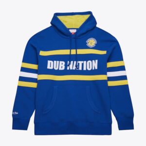 Mitchell & Ness Royal Golden State Warriors Vintage Logo Head Coach Fleece Pullover Hoodie Blue 1499798