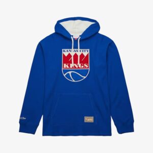 Mitchell & Ness Royal Kansas City Kings Vintage Logo Thermal Lightweight Pullover Hoodie Grey 1427307