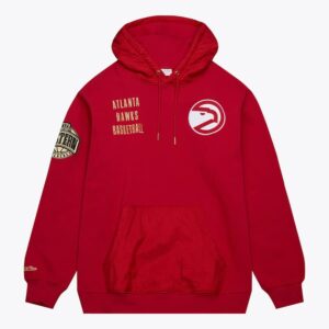 Mitchell & Ness Scarlet Atlanta Hawks Team OG 2.0 Vintage Logo Fleece Pullover Hoodie Blue 1528682