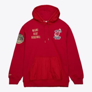 Mitchell & Ness Scarlet Miami Heat Team OG 2.0 Vintage Logo Fleece Pullover Hoodie Turquoise 1528694