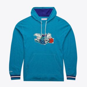 Mitchell & Ness Teal Charlotte Hornets Legendary Slub Vintage Logo Pullover Hoodie Turquoise 1551257