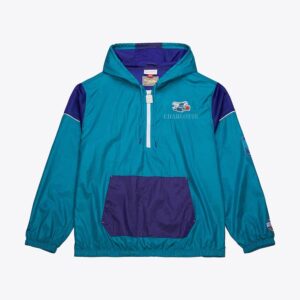 Mitchell & Ness Teal Charlotte Hornets Team OG 3.0 Anorak Quarter-Zip Jacket Cream 1588814