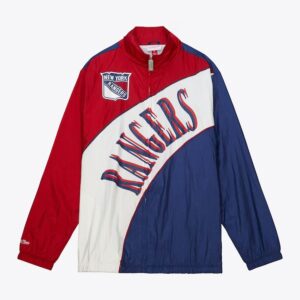 Mitchell & Ness White New York Rangers Arched Retro Lined Full-Zip Windbreaker Jacket Black 1378495