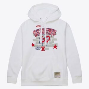 Mitchell & Ness White Philadelphia 76ers Hardwood Classics Tats Cru The 50th Anniversary of Hip-Hop Brick Pullover Hoodie White 1577141