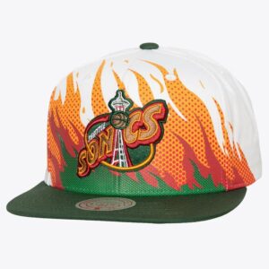 Mitchell & Ness White Seattle SuperSonics Hot Fire Snapback Hat White 1590110