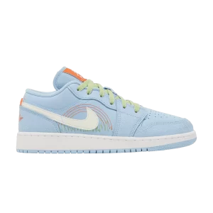 Air Jordan 1 Low SE GS 'Blue Stitch' Psychic Blue/Vivid Green/Safety Orange/Sail DO8227 400