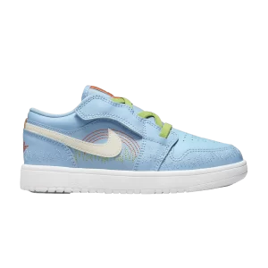 Air Jordan 1 Low SE PS 'Blue Stitch' Psychic Blue/Vivid Green/Safety Orange/Sail DR9500 400