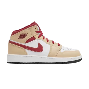 Air Jordan 1 Mid GS 'Light Curry Cardinal Red' White Onyx/White/Red Cardinal/Light Curry 554725 201