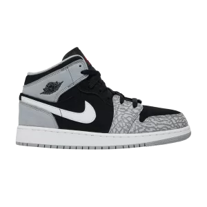 Air Jordan 1 Mid SE GS 'Elephant Toe' Black/White/Light Smoke Grey/University Red DM6216 016