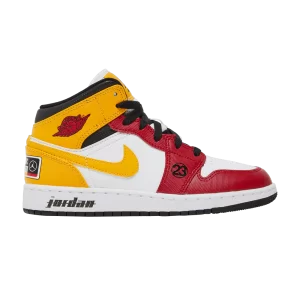 Air Jordan 1 Mid SE GS 'Motorsport' Sneakers White/Black/University Gold/Red DJ0336 067