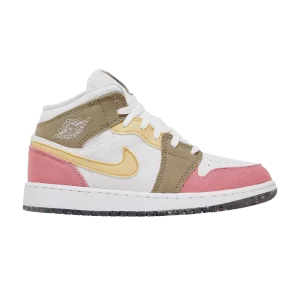 Air Jordan 1 Mid SE GS 'Pastel Grind' White/Bright green DJ0338 100