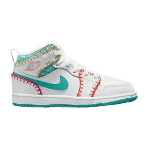 Air Jordan 1 Mid SE PS 'Multi Knit' White/Washed Til/Pink Peak/Orange Peak DM9648 100