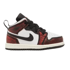 Air Jordan 1 Mid SE TD 'Wear-Away' Sneakers Black/White/Sail/Infrared 23 FB0566 006