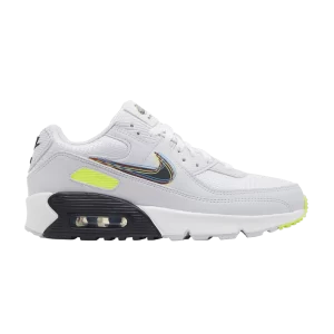 Nike Air Max 90 GS 'Layered Swoosh' White/Volt/Football gray/Blackened blue DV3480 100