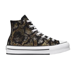 Converse Chuck Taylor All Star EVA Lift Platform High GS 'Butterfly Shine 'Sneakers Black/Gold/White A01511C