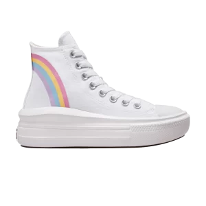 Converse Chuck Taylor All Star Move Platform High GS 'Rainbow Cloud' Sneakers White/Jp Blue/Pink A04344C