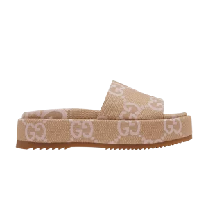 Gucci Wmns Platform Slide Sandal 'Jumbo GG – Beige Light Pink 'Sneakers Beige/Light pink 730043 UKO00 8805