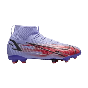 Nike Kylian Mbappé x Mercurial Superfly 8 Academy MG GS 'Flames 'Sneakers Thistle/Bright Crimson/Metallic Silver DB0900 506