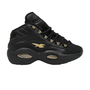 Reebok Question Mid Big Kid 'Lux' Sneakers Black/Black/Metallic Gold ID9293