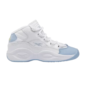 Reebok Question Mid Little Kid 'On to the Next' Sneakers White Cloud/Liquid Blue/Toxic Yellow HR1064