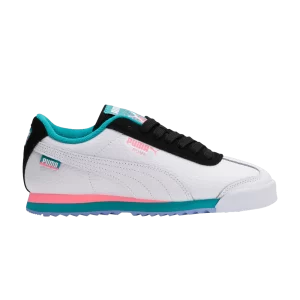 Puma Roma Basic Big Kid 'Fandom' Sneakers White/Black/Sunset Glow/Deep Aqua 389176 01