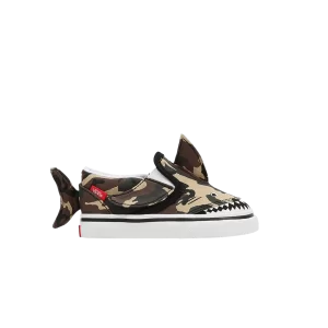 Vans Slip-On V Toddler 'Camo Shark' Sneakers Black/True White VN0A7Q4ZASB