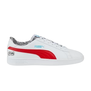 Puma Smash V2 'Me Happy – White Red 'Sneakers White/High Risk Red/Blue Atoll/Black 386396 01