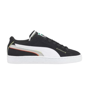 Puma Suede Jr 'Displaced - Black Harbor Mist' Sneakers Black/White/Fog Harbor 384496 03