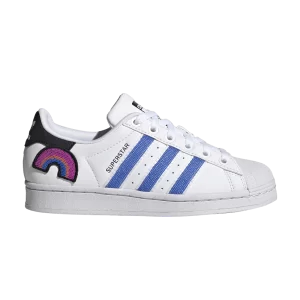 adidas Superstar Big Kid 'Rainbow Decal' Sneakers Cloud White/Pulse Blue/Pantone GV8978