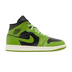 Wmns Air Jordan 1 Mid 'Altitude Green' Black/Sail/Altitude Green Heather BQ6472 031