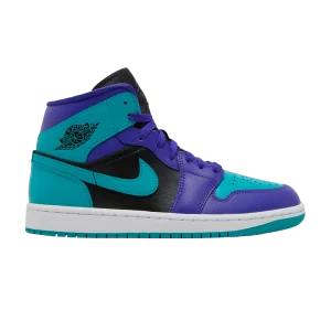 Wmns Air Jordan 1 Mid 'Black Grape' Dark Concord/Black/White/New Emerald BQ6472 502